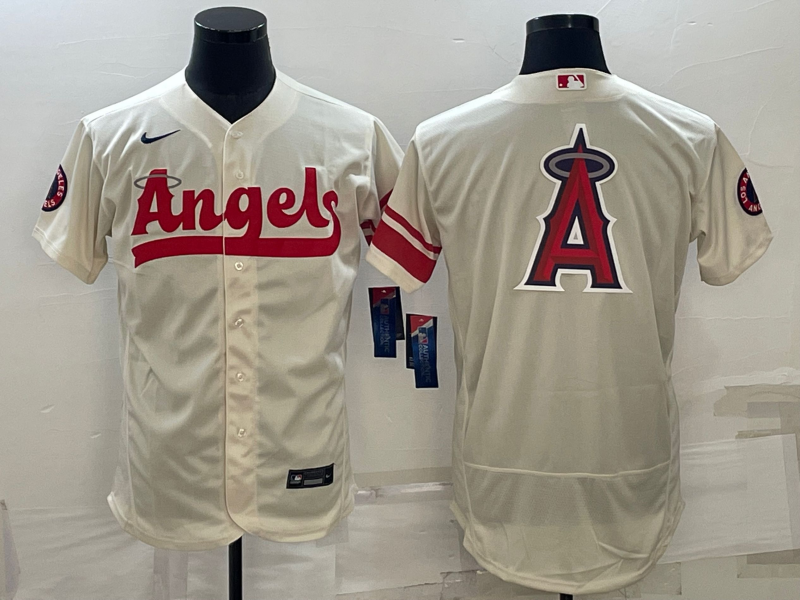 Men's Los Angeles Angels 2022 Cream City Connect Team Big Logo Flex Base Stitched Jersey Men's Los Angeles Angels 2022 Cream City Connect Team Big Logo Flex Base Stitched Jersey